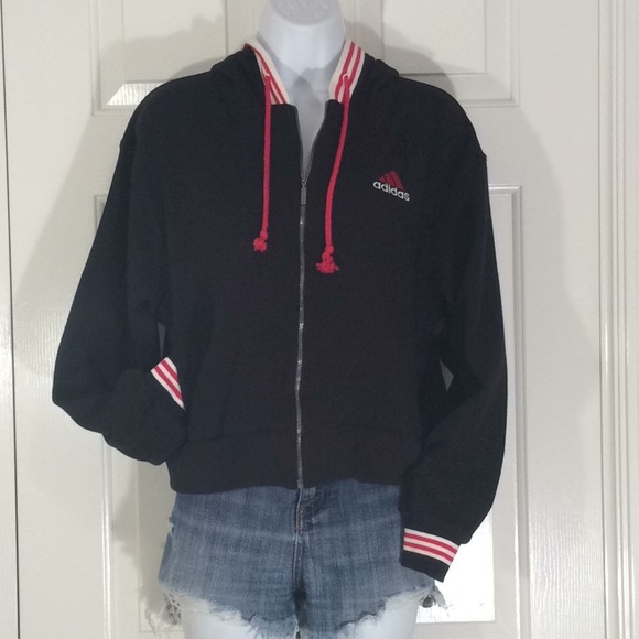 adidas black jacket with red stripes